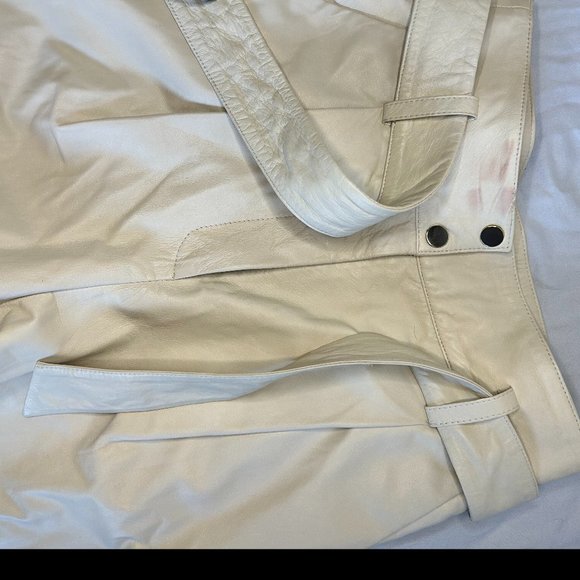 Nappa Leather High-Waist Pants with Belt - Picture 2 of 3